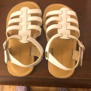 White sandals, size 8, never worn